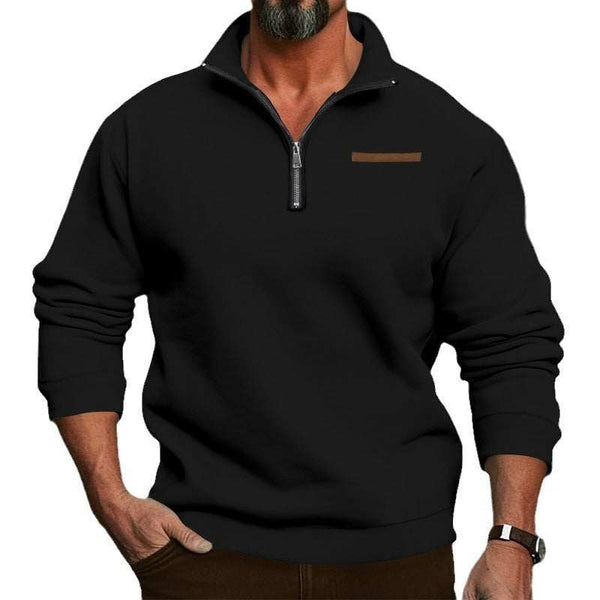 Mens Sweater: Half-Zip Stand Collar Mens Warm & Cozy cardigan sweater, Just Primes