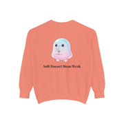 "Soft Doesn't Mean Weak" Sweatshirt — Cute Pastel Blob Graphic Crewneck