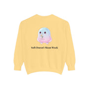 "Soft Doesn't Mean Weak" Sweatshirt — Cute Pastel Blob Graphic Crewneck