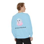 "Soft Doesn't Mean Weak" Sweatshirt — Cute Pastel Blob Graphic Crewneck