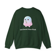 Cute Pastel Blob Creature Crewneck Sweatshirt — Kawaii Jelly Holding Daisy Back Print
