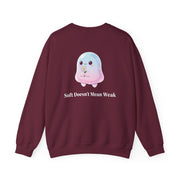 Cute Pastel Blob Creature Crewneck Sweatshirt — Kawaii Jelly Holding Daisy Back Print