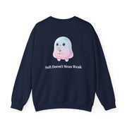 Cute Pastel Blob Creature Crewneck Sweatshirt — Kawaii Jelly Holding Daisy Back Print