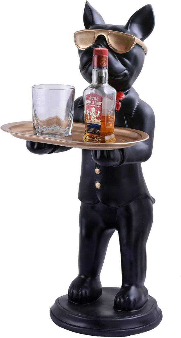 Cool Bulldog Butler Statue with Tray | Modern Entryway Organizer & Handcrafted Home Decor - [Just Primes]
