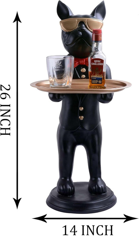 Cool Bulldog Butler Statue with Tray | Modern Entryway Organizer & Handcrafted Home Decor - [Just Primes]