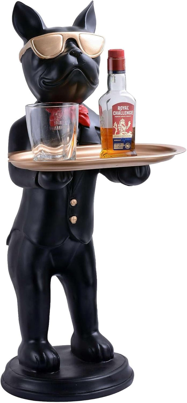 Cool Bulldog Butler Statue with Tray | Modern Entryway Organizer & Handcrafted Home Decor - [Just Primes]