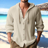 Comfortable Cotton Linen hooded ShirtShirtsJust Primes