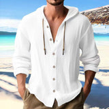 Comfortable Cotton Linen hooded ShirtShirtsJust Primes