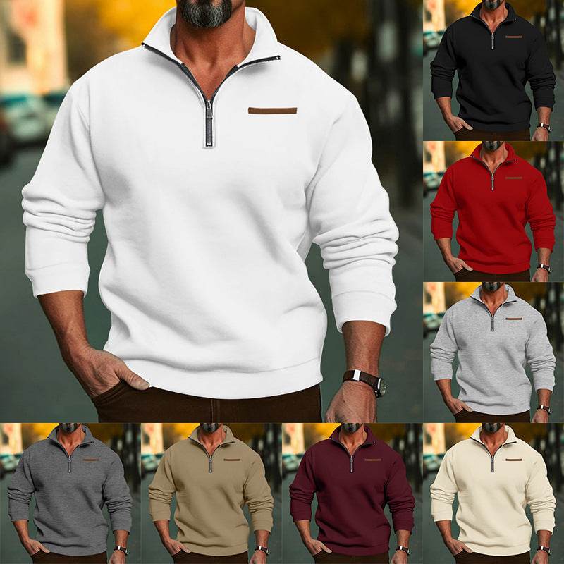 Mens Sweater: Half-Zip Stand Collar Mens Warm & Cozy cardigan sweater, Just Primes