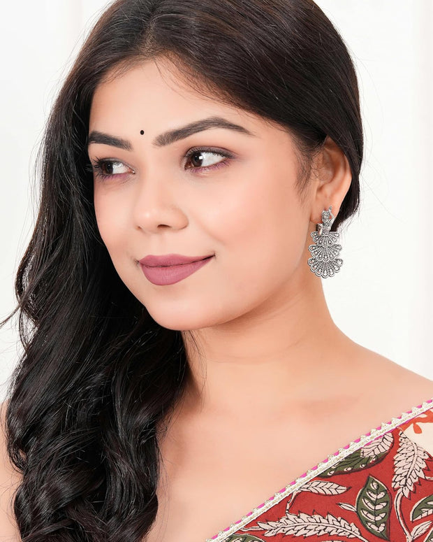 Antique-Style Oxidized Silver Drop Earrings | Women's Tribal Statement Dangles - [Just Primes]