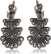 Antique-Style Oxidized Silver Drop Earrings | Women's Tribal Statement Dangles - [Just Primes]