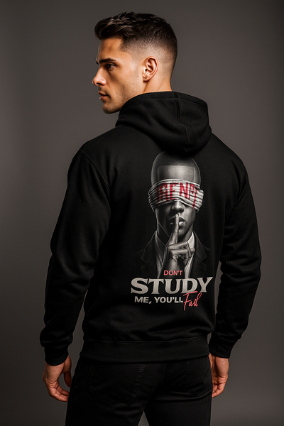 Men’s Zip Hoodie – “Don’t Study Me, You’ll Fail” Bold Streetwear Graphic Back Print | Urban Fashion Hoodie | Casual Everyday Layer