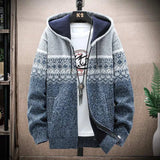 Hoodies for Men - Winter Plaid Sweater Hooded Cardigan, Warm Clothes