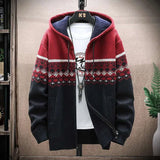 Hoodies for Men - Winter Plaid Sweater Hooded Cardigan, Warm Clothes