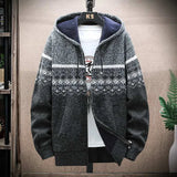 Hoodies for Men - Winter Plaid Sweater Hooded Cardigan, Warm Clothes