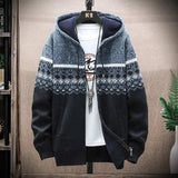 Hoodies for Men - Winter Plaid Sweater Hooded Cardigan, Warm Clothes