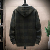 Hoodies for Men - Winter Plaid Sweater Hooded Cardigan, Warm Clothes