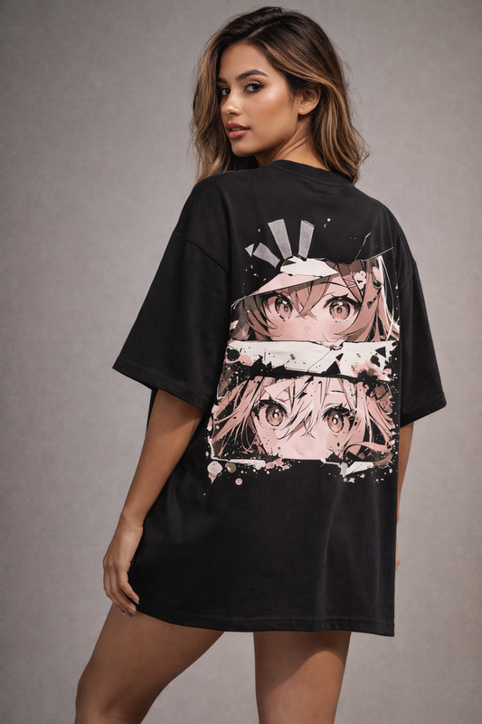 Oversized T-Shirt – Anime Graphic T-Shirt for Women – Back Print Streetwear Tee  | Just Primes