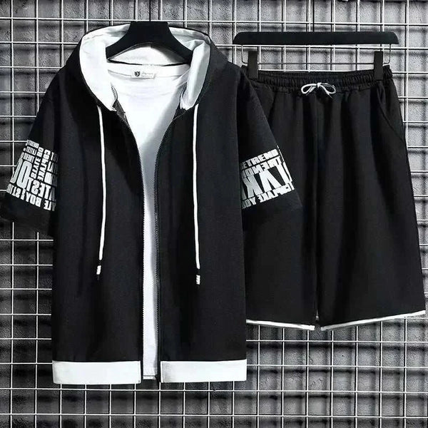 Mens Casual Hoodies Summer Sports Suit 2-piece Set Men's Sports Suit, just primes