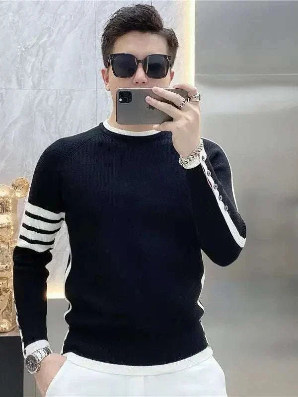 Pullover Sweater for Men - Stylish Striped Knit Top Men's Pullovers, Just Primes