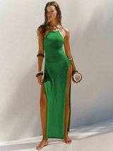 Beach Cover Up Dresses - 2024 Kintted Maxi Halter Dress, Bodycon Dress, just primes