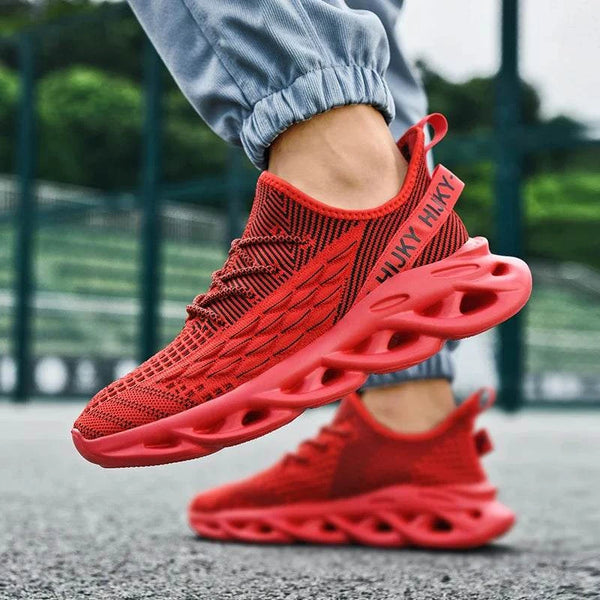 Fashion Blade Running Shoes Men Knitting Breathable Men's Jogging Shoes Light Non-slip Training Shoes Man Outdoor Red Sneakers