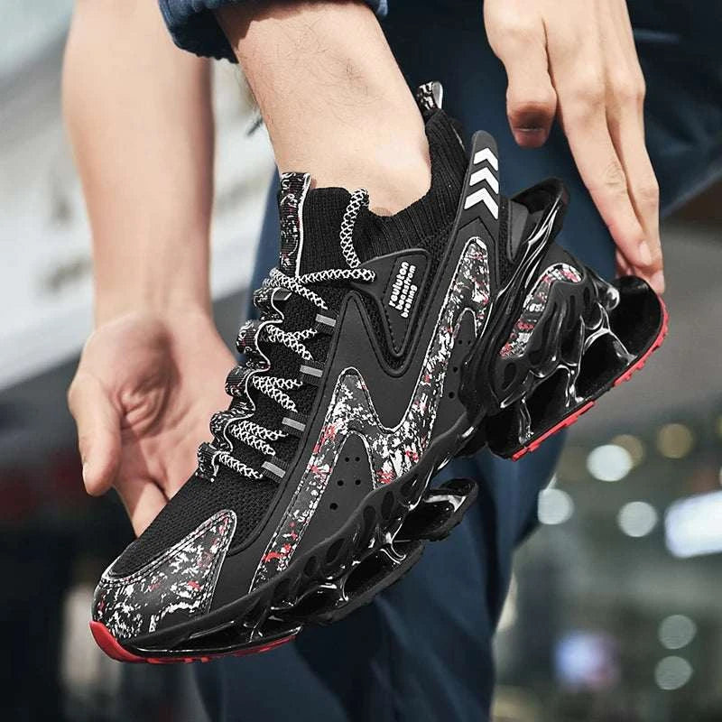 New Summer Men's Shoes Breathable Running Shoes Lightweight Lace-up Non-slip Sports Tennis Shoes Fashionable Blade Sneakers