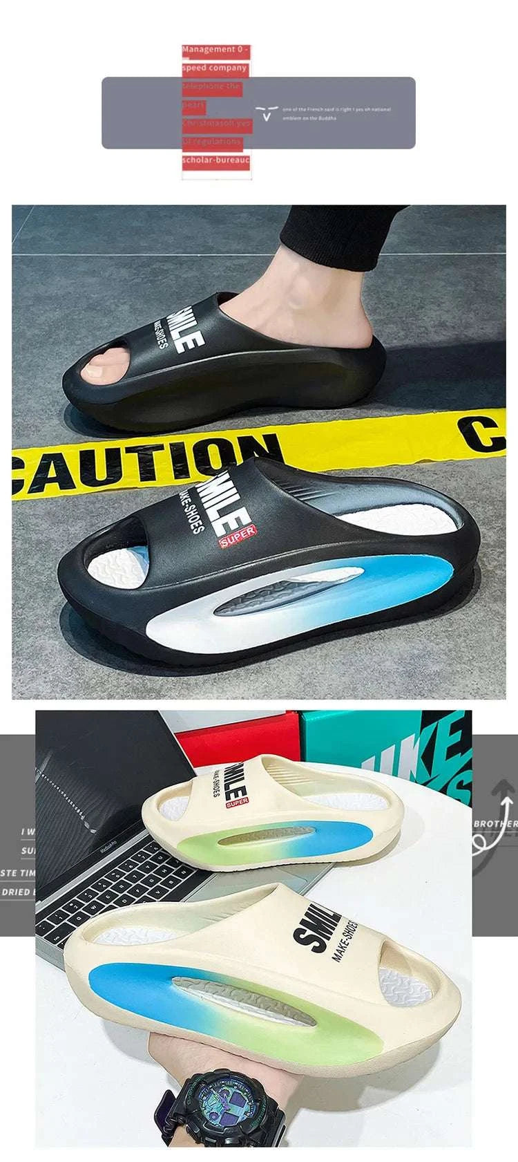 Summer Slippers Men Fade Color Soft EVA Sole Bathroom Men's Sandal Thick Bottom Platform Slides Male Beach Shoes Slippers