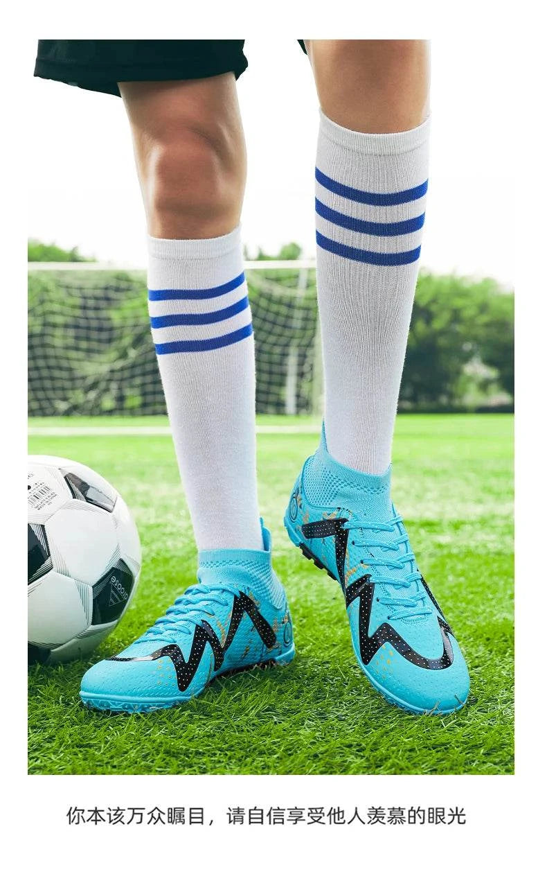 2024 Men's Soccer Shoes Large Size Ultralight Football Boots Boys Sneakers Non-Slip AG/TF Soccer Cleats Ankle Boots Unisex