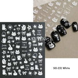 5D embossed Halloween nail stickers with ghost, pumpkin, and skull designs.