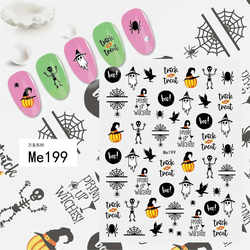 Halloween Nail Design: Clown, Pumpkin, Skeleton, Vampire Nail Stickers