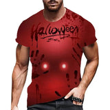 Men's Funny Blood Halloween T-shirt, short sleeve casual style, polyester fabric.