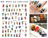 Halloween Nail Design: Clown, Pumpkin, Skeleton, Vampire Nail Stickers