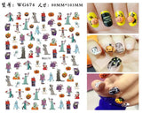 Halloween Nail Design: Clown, Pumpkin, Skeleton, Vampire Nail Stickers