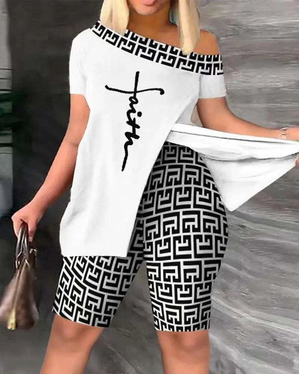 Women Shorts Set: Two Piece Casual Printed Summer Outfit for womens