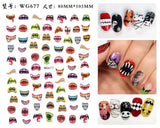 Halloween Nail Design: Clown, Pumpkin, Skeleton, Vampire Nail Stickers