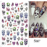 Halloween Nails 5D Skeleton Hand Art Stickers Decoration Tools designs