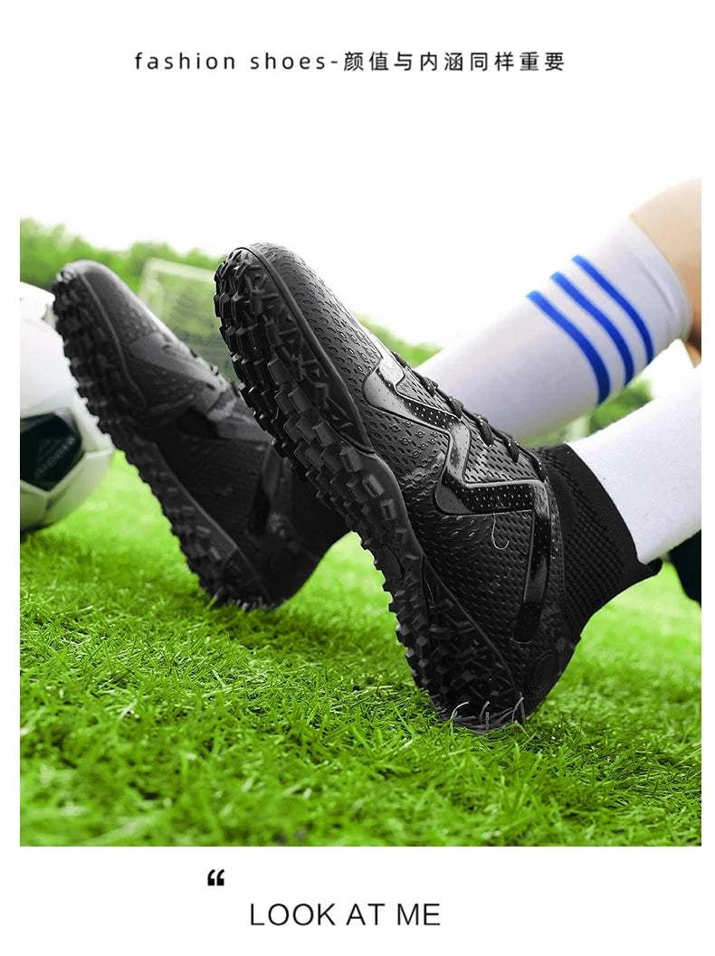 2024 Men's Soccer Shoes Large Size Ultralight Football Boots Boys Sneakers Non-Slip AG/TF Soccer Cleats Ankle Boots Unisex