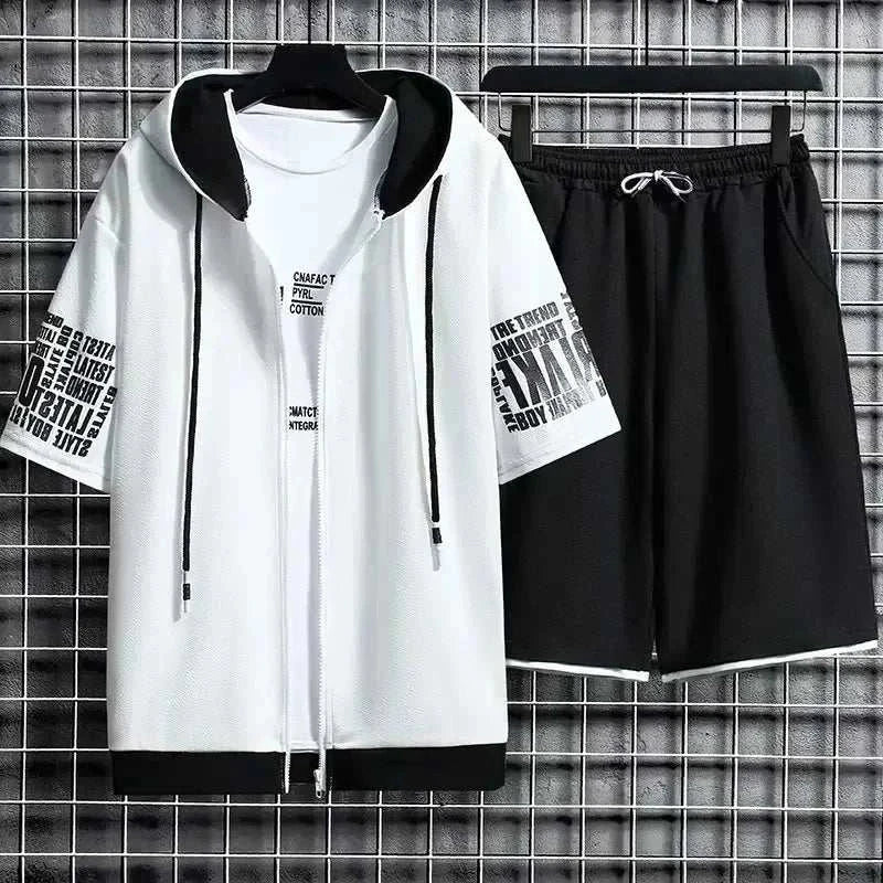 Mens Casual Hoodies Summer Sports Suit 2-piece Set Men's Sports Suit, just primes