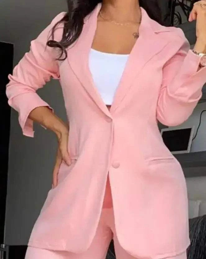 Pants Suit for Women - La Costume Elegant Blazer Set, Autumn Tracksuit