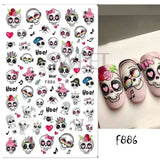 Halloween Nails 5D Skeleton Hand Art Stickers Decoration Tools designs