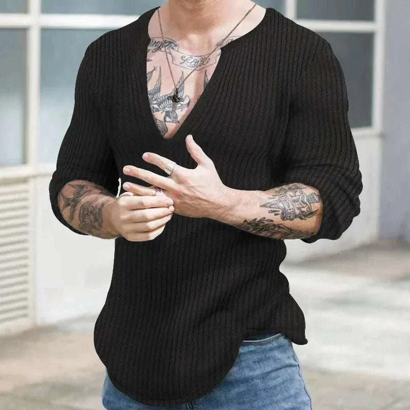 Men's V Neck T Shirts - Autumn Winter Fashion Sweaters and Pullovers, Just Primes