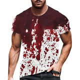 Men's Halloween T-shirt with funny blood print, 2024 collection, casual lightweight polyester.