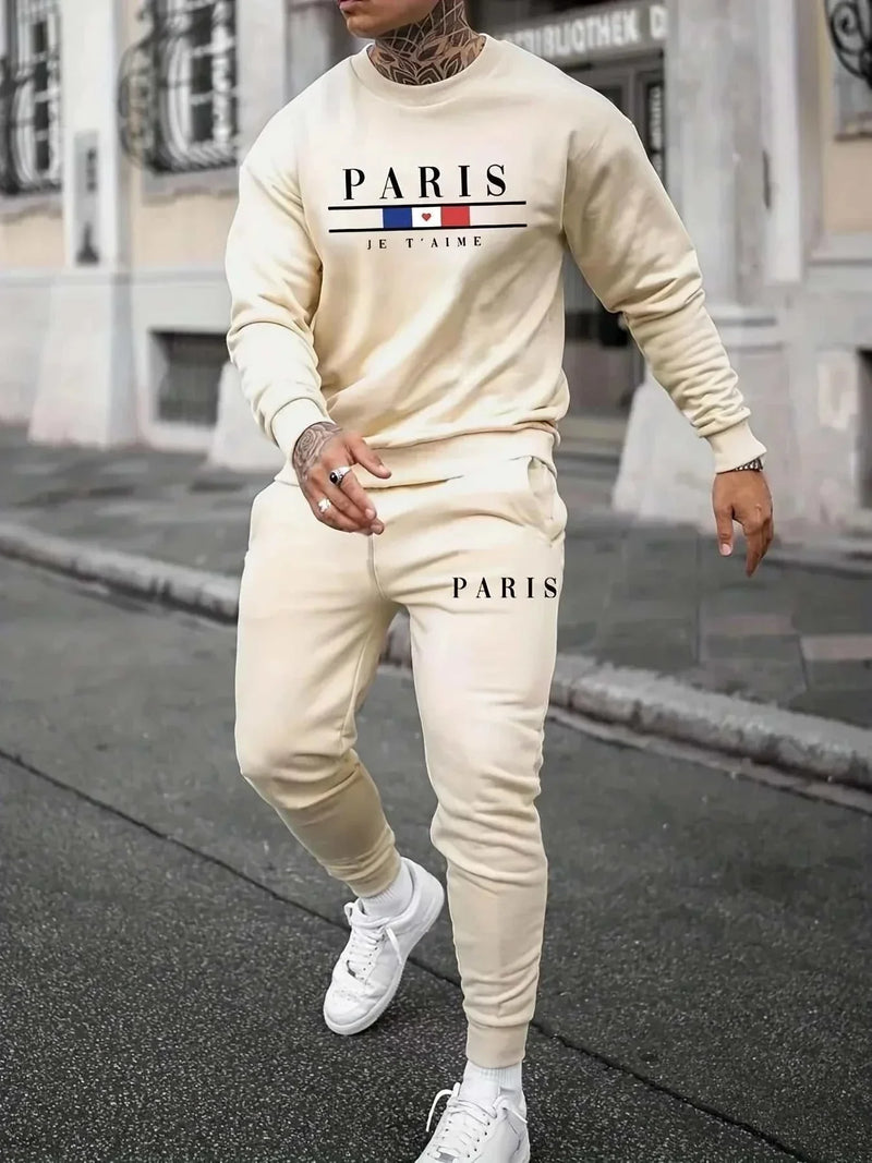 Men's Sports Set - Paris Long-sleeved 3D Printing Design - Casuai Sets, just primes