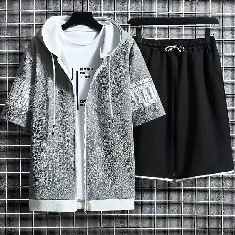 Mens Casual Hoodies Summer Sports Suit 2-piece Set Men's Sports Suit, just primes