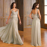 Mother of the Bride Dresses, Wedding Guest Dresses, Champagne Chiffon, just primes