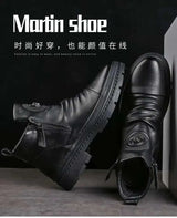 Autumn new high top men shoes British Style Round Head Leather Boots Casual Walking Side Zip shoe Outdoor comfort male Boots