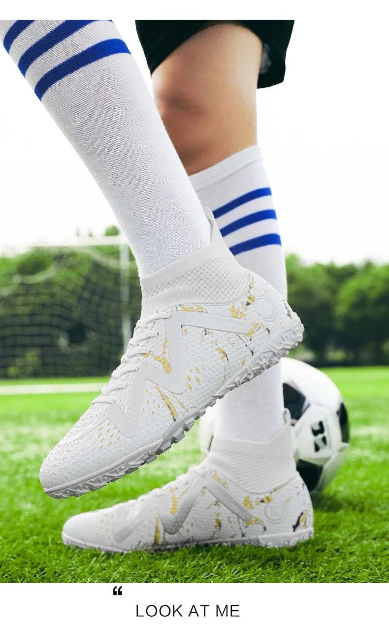 2024 Men's Soccer Shoes Large Size Ultralight Football Boots Boys Sneakers Non-Slip AG/TF Soccer Cleats Ankle Boots Unisex