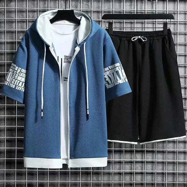 Mens Casual Hoodies Summer Sports Suit 2-piece Set Men's Sports Suit, just primes