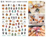 Halloween Nail Design: Clown, Pumpkin, Skeleton, Vampire Nail Stickers